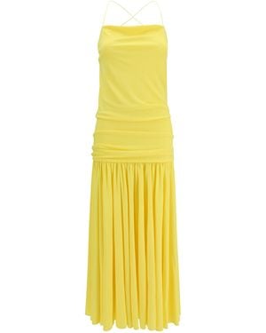 Jacquemus Pleated Midi Dress Viscose; Polyamide - Yellow