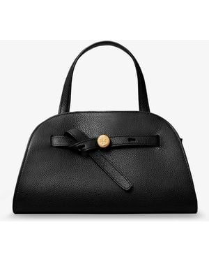 Tory Burch Romy Small Leather Satchel Bag With Shoulder Strap - Black