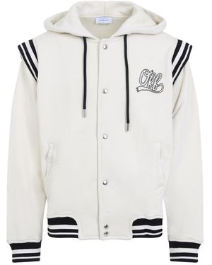 オフホワイト Off White Off Fleece Varsity Hoodie Off-White Off Fleece Varsity Hoodie Wit - Beachim