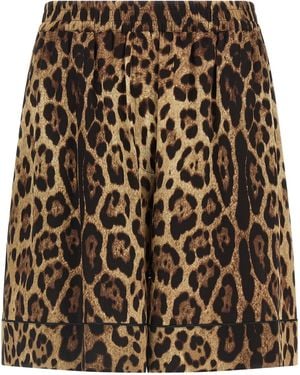 Dolce & Gabbana Dolce & Gabbana Leopard-Print Silk Shorts - Natural