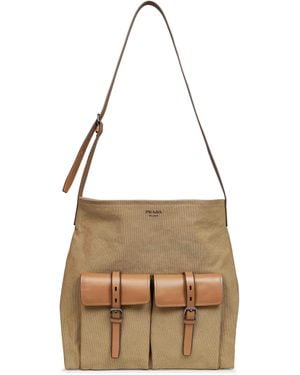 Prada Viaggio Khaki Route Crossbody Bag - Natural
