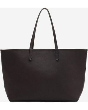 Burberry Tote Bag Bloomsbury Calf Grain Leather Shoulder - Black