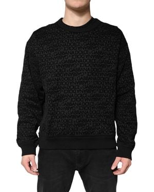 Dolce & Gabbana Monogram Crew Neck Sweatshirt Jumper Clothing - Black