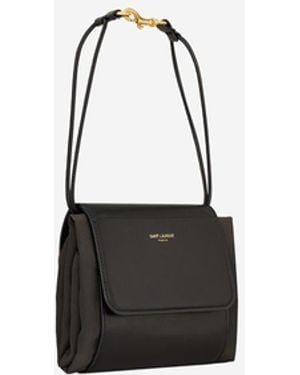 Saint Laurent Clutch Bag Foldable Silk Satin And Leather Shoulder - Brown