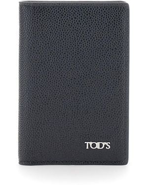 Tod's Cardholder Grained Leather Calfskin Accessory - Blue