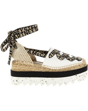 Stella McCartney Logo-Strap Canvas Espadrille Sandal - White