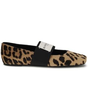 Givenchy Leopard Print Sliced Square Ballerinas - White