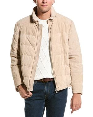 Brunello Cucinelli Biscuits Leather Quilted Zip Jacket Clothing - Natural