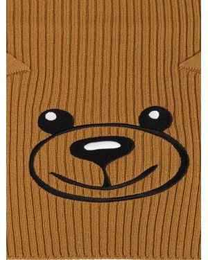 Moschino Teddy Bear Embroidered Knitted Scarf - Brown