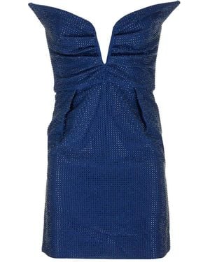 Roland Mouret Diamante Strapless Mini Dress - Blue