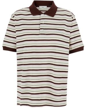 DUNST Polo Shirt With Embroidered Logo Lettering On The Front And All-Over Stripes - Multicolor