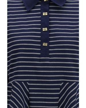 Ganni Striped Polo Shirt - Blue