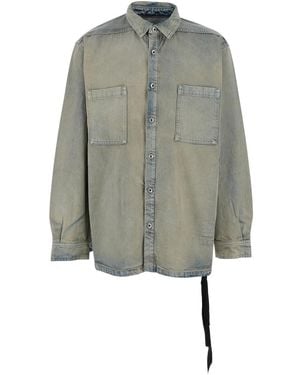 Rick Owens Light Jacket With Classic Collar And Drawstring Detail On The Waist - Grey