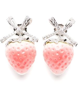 YVMIN Strawberry Bowknot Earrings - Pink