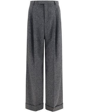 Valentino Tailored Wool And Silk-Blend Trousers - Grey