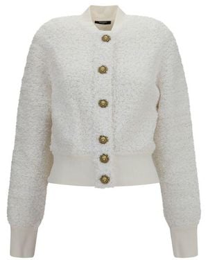Balmain White Viscose Bomber