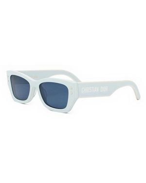 Dior Sunglasses Rectangle Full Rim, Shiny Light Frame And Lens Pacifics2U80B0 - Blue
