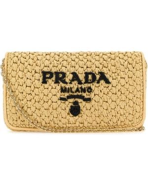 Prada Raffia Crossbody Bag - Metallic