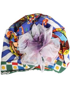 Dolce & Gabbana Carretto Motif Turban Headwear Hat - Blue