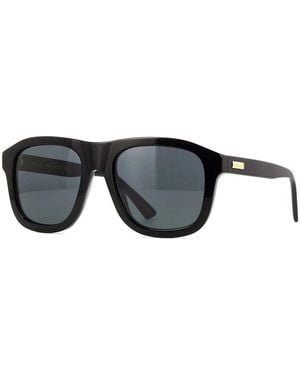 Gucci Sunglasses Aviator Full Rim, Striated Havana Frame And With Gunmetal Mirror Lens Gg1316S003 - Black