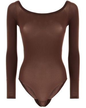 Alaïa Chocolate Stretch Nylon Bodysuit - Brown