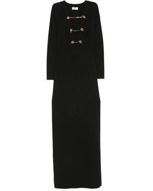 Elisabetta Franchi Carpet Knit Dress With Jewel Chains - Black