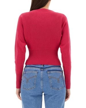 Moschino Peace Symbol Jersey Virgin Wool Sweaters - Red