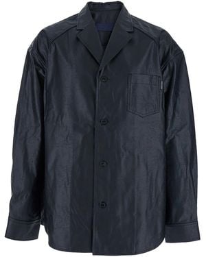Juun.J Coated Cotton Tailored Collar Shirts - Blue
