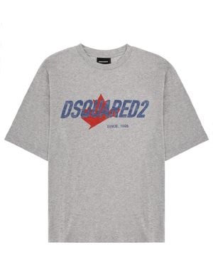 DSquared² Loose Fit T-Shirt Cotton Elastane T-Shirts - Grey