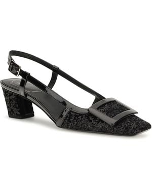 Roger Vivier Slingback Court Shoes Belle Vivier Leather Calf Sandal - Black