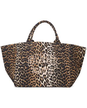 Ganni Leopard Xxl Tote Bag - Multicolour