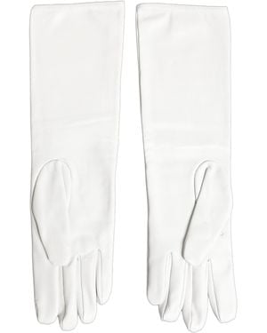 Dolce & Gabbana Genuine Leather Embossed Dg Logo Gloves - White