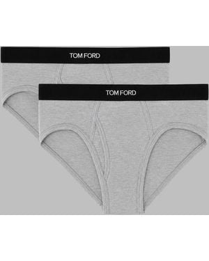 Tom Ford Cotton Briefs Two-Pack Underwear - Gray