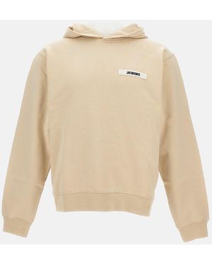 Jacquemus Relaxed Fit Gros Grain Hoodie With Ribbed Cuffs - Natural