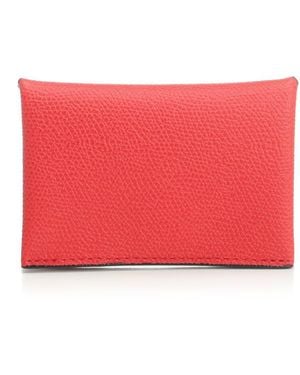 Valextra Button Card Holder - Red