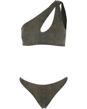 FEDERICA TOSI Bikini With Floral Print Details Fabric Polyamide Elastane Beachwear - Metallic