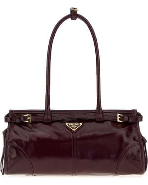 Prada Grape Leather Shoulder Bag - Purple