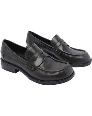 Ash Flat Shoes Calf Leather/Rubber Sole - Black