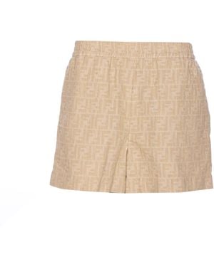 Fendi Ff Logo Shorts - Natural