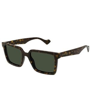 Gucci Sunglasses Square Full Rim, Dark Havana Frame And Bottle Lens Gg1540S002 - Green