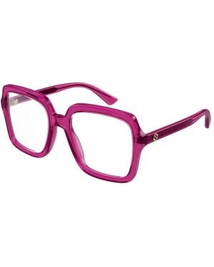 Gucci Eyeglasses Square Full Rim, Blonde Havana Frame And Clear Demo Lenses Lens Gg1318O002 Sunglasses - Pink