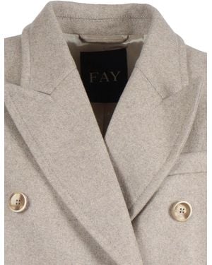 Fay Double Breasted Coat Wool Cashmere - Natural
