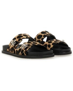 Tory Burch Leather Sandals With T Lock - Black