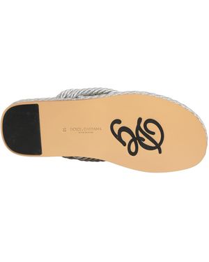 Dolce & Gabbana Rope Slides Sandals Flip Flops Shoes Leather - Natural