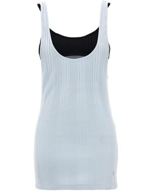 The Attico Logo Ribbed Top - Blue