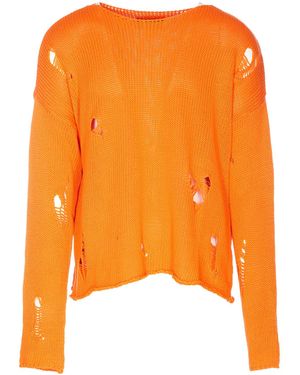 Fourtwofour On Fairfax Distressed Jumper - Orange