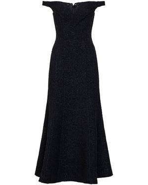 Self-Portrait Self Portrait Lamé Bouclé Off-The-Shoulder Midi Dress - Black