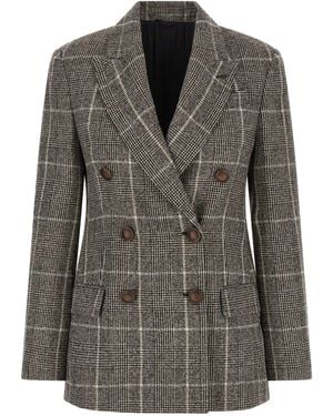 Brunello Cucinelli Prince Of Wales Blazer - Black