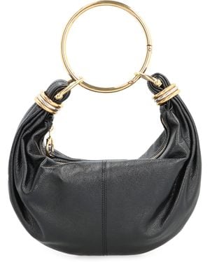 Chloé Leather Hobo Bag With Top Handle Calf Shoulder - Black