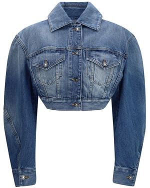 Givenchy Cropped Open-Back Denim Jacket - Blue